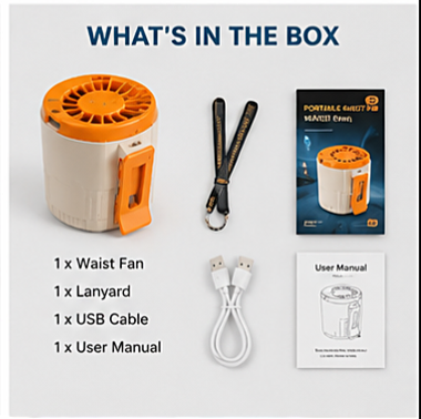 Portable USB Rechargeable Waist Fan – Hands-Free Cooling Fan