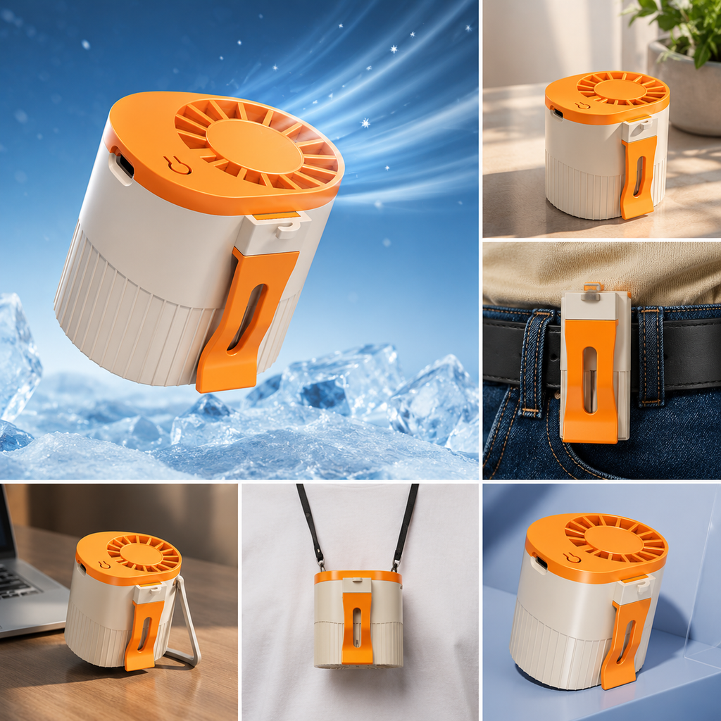 Portable USB Rechargeable Waist Fan – Hands-Free Cooling Fan